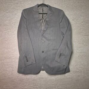 Egara Men's Grey Wool Slim Fit Two Button Blazer Jacket 40R